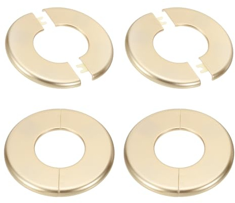 PATIKIL Wall Split Flange 115mm / 4.5 OD, 4 Pcs Round Escutcheon Plate Cover PPR Plumbing Cover Plates with Self-Adhesive Tape for 51mm / 2 Dia Water Pipe Faucet, Gold