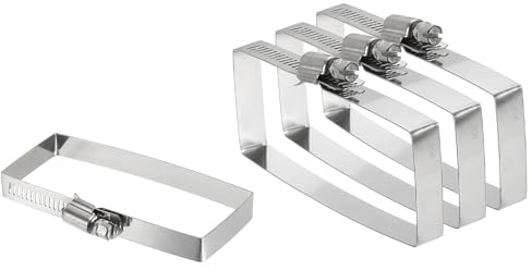 sourcing map Rechteckige Schlauchschelle aus 304 Edelstahl, verstellbar, 9,9 x 4,1 cm, quadratisches Schneckengetriebe, Rohrschellen für Leitungshalterung, Kabelrinne, Brückenprojektsysteme, Silber, 4