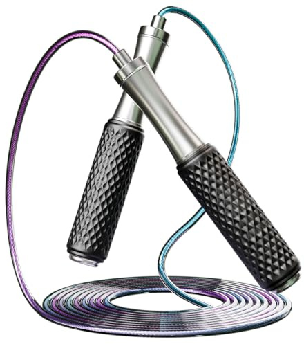 MOGOLD Springseil für Herren, Damen, Kinder – Doppel-Kugellager, 360-Grad-Drehung, Metallgriff, Kern mit Silikongriff, verstellbar, 3 m langes Springseil, gut für Workout, Fitness, Gewichtsverlust