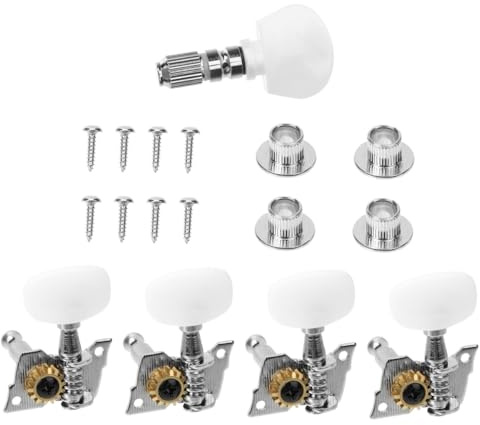 LALADEFIEE Banjo Mechaniken Satz aus Zinklegierung und Pvc Banjo Stimmteile mit Schraubbolzen Einfach zu Montieren Silberfarben für Präzises Stimmen und Austausch Alter Wirbel