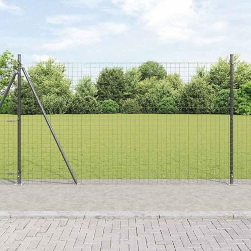 Generic Metal Fence Post Adjustable Outdoor Garden Fence,Grey, 160cm Height,5-Pack with Spikes for Patio Lawn Landscape Edging,7X Concrete Post
