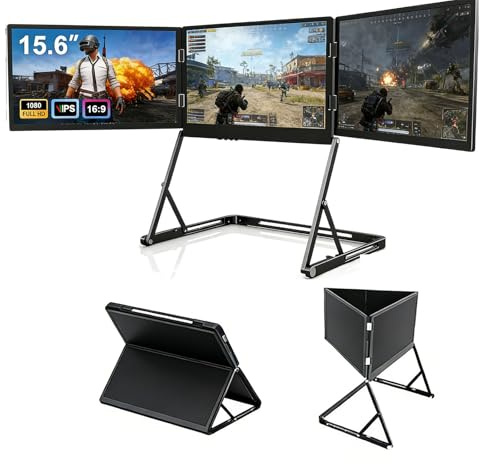 WEIMILOR Portátil de Triple Pantalla, Aura Display, Monitor Dual portátil de 15,6 Pulgadas, diseño Delgado y Ligero, multipantalla para Viajes de Negocios.