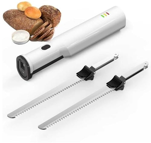 Couteau Électrique À Pain Et À Découper, avec 2 Lames en Acier Inoxydable, Système De Libération Rapide 2S, Bouton De Verrouillage De Sécurité, pour Pâtisseries, Studios De Boulangerie, Cuisines