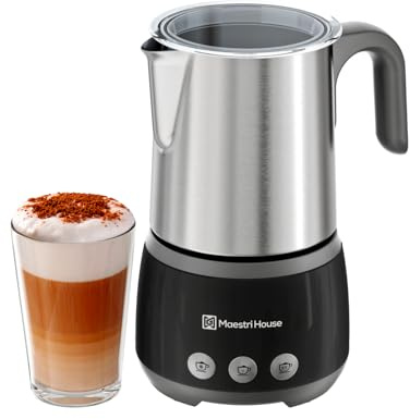 Maestri House Electric Milk Frother 4-in-1 600W 500ml | Automatic Foam Maker, Warm & Cold Milk Steamer Velvetiser for Latte, Cappuccino, Macchiato & Hot Chocolate, BasicFro 500