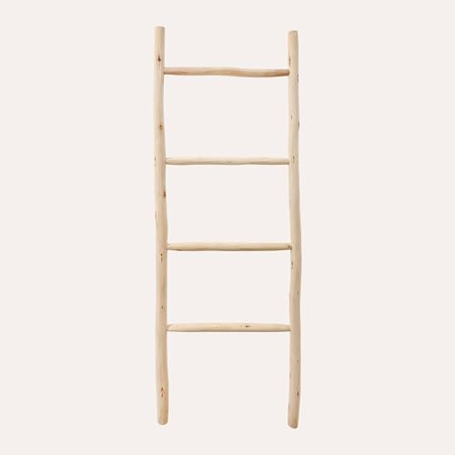 Keyhomestore | Scaletta Decorativa in Legno Naturale H 150 x 45 cm