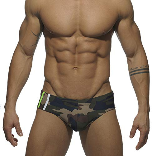 Men's Water Sport Swim Briefs Camouflage Sexy Tight Swimming Trunk (US L/Asian Tag XL, Army)
