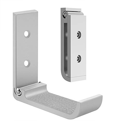 Geekria Vikbar väggmonterad hörlurshållare, headset, vägghängare, aluminiumväggmonteringskrok, håller upp till 1 kg med 3M-tejp, 20 kg med skruvar, stativ levereras med skyddsplatta för pannband (2