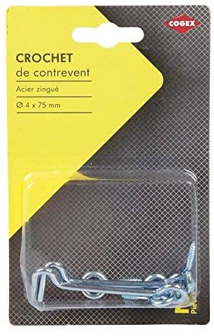Cogex 85300 gancho contraventana, color dorado, 4 x 75 mm, Set de 2 piezas