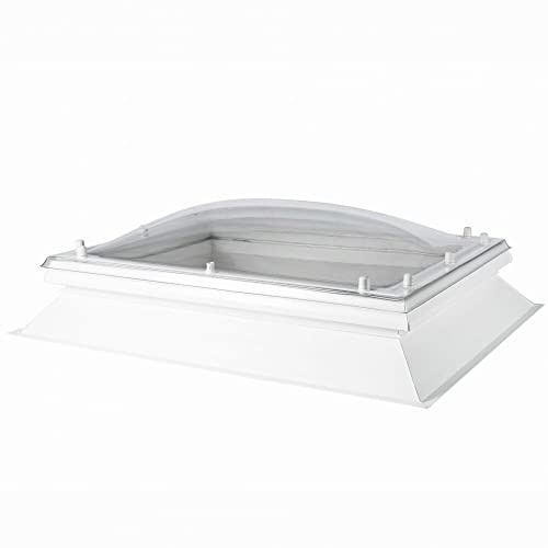 Coxdome Skylight Window - Double Glazed Polycarbonate Dome Rooflight for Flat Roof. Manual-Opening Roof Light, Great for House Extension or Office Room (600x900mm, Diffused)
