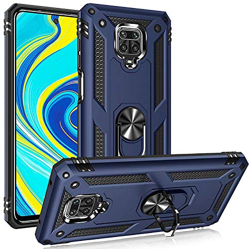 Fetrim Funda para Xiaomi RedMi Note 9 Pro, Carcasa Shock Absorción de TPU y PC con Anillo de rotación Soporte para Redmi Note 9S/Note 9 Pro/Note 9 Pro MAX Azul Marino