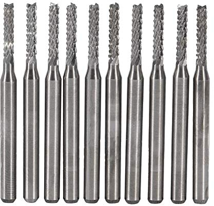 Carbide Square End Mill, Akozon 10pcs 2mm Cemented Carbide End Mill Cutting Tool Bits Engraving Bits Carving Drill SMT/CNC/PCB Cutter
