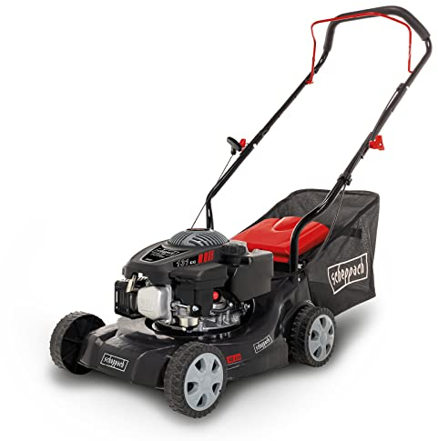 Scheppach Tondeuse à Gazon Thermique MP132-40 | 3,4 CV | Largeur de Coupe 40 cm | Réglage Hauteur de Coupe sur 3 Positions | Panier de ramassage de 35 litres | Ergonomique | Grandes Roues