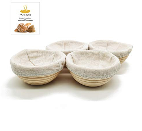 Banneton Bread Proofing Basket set - Mini Small Sourdough Dough Rising Fermentation Proofing Bowls Box (Round5in-4pack)