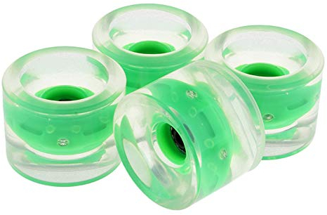 TGHY Skateboardräder 60x45mm LED-Leuchtende Longboardräder 80A PU-Ersatzräder für Glow-in-The-Dark Skatingspaß Aller Altersgruppen und Könnerstufen Keine Batterien Erforderlich (4er-Pack),Grün