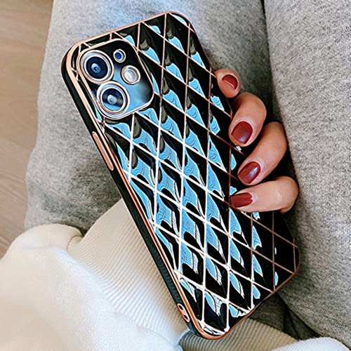 OWM iPhone 11 Hülle Silikon [gesteppte Designer-Rückseite] Stoßfest Gold Rand Luxus Mädchen Frauen [Kameralinse Schutz] Handyabdeckung Kompatibel für iPhone 11-6,1 Zoll (Schwarz)