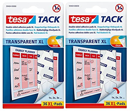 tesa Tack Lot de 36 pastilles adhésives double face XL Transparent
