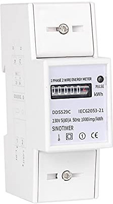 /G Compteur d'énergie électrique monophasé Automatique à 2 Fils AC 230V 5-80A Compteur de Mesure analogique de Watt 35mm Montage sur Rail DIN