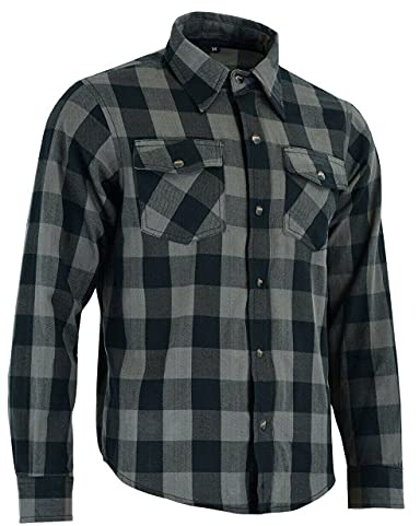 MCW Gear Men's Summer Motorbike Jacket - Ultimate Protection Motorcycle Lumberjack Shirt with CE Armored & Mesh Lined Grey
