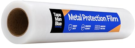 TapeManBlue Stainless Steel Protection Film, 24 inch x 200 feet, Made in USA, Protective Film for Appliances and Metal Surfaces, Clear Self Adhesive Stainless Steel Film with 45-Day Clean Removal