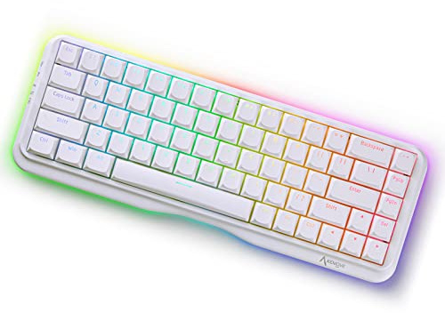 KEMOVE K68 Mechanische Gaming Tastatur,65% QWERTY Layout Abnehmbares Type-C Kabel/Bluetooth / 2.4G Kabellos Keyboard,TKL PBT Keycap RGB Hotswap Cherry MX Brown Switch Tastatur,für PC Windows/Mac,Weiß