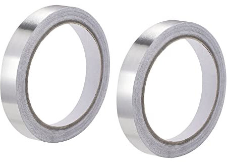 PATIKIL Alluminio Foglio Nastro Alta Temperatura Nastro per HVAC, Sigillatura, Rappaggio Caldo e Freddo Aria Condotti Singolo Lato Adesivo Nastro 10mm x 20m/65ft 2 Rotoli