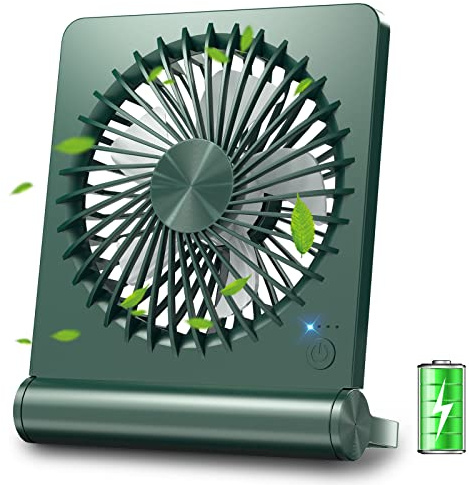 veakson Piccolo ventilatore portatile da scrivania USB e a batteria, 3 velocità 3000 mAh, ventilatore da viaggio ricaricabile con funzionamento silenzioso max 24 ore, mini ventilatore da tavolo