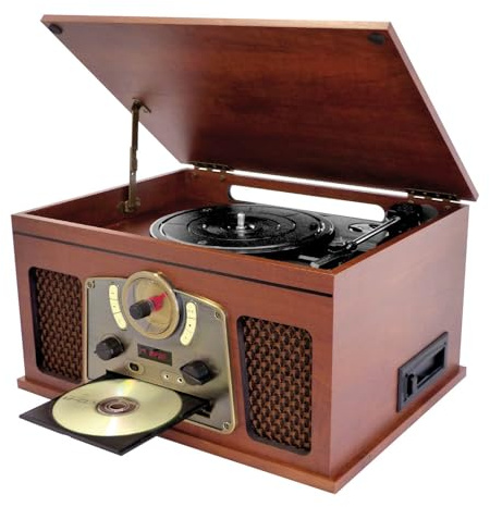 Chaîne HiFi INOVALLEY RETRO10E-BTH-N Vinyle avec Fonction encoding, Bluetooth, CD, K7 Audio, FM, USB