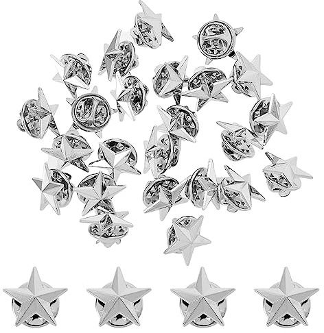 SUPERFINDINGS 24pcs Platino Estrella Insignia Pines de Solapa Pentagrama Aleación Recompensa Pines Día de los Veteranos Fiesta del Trabajo 4 Julio Broches