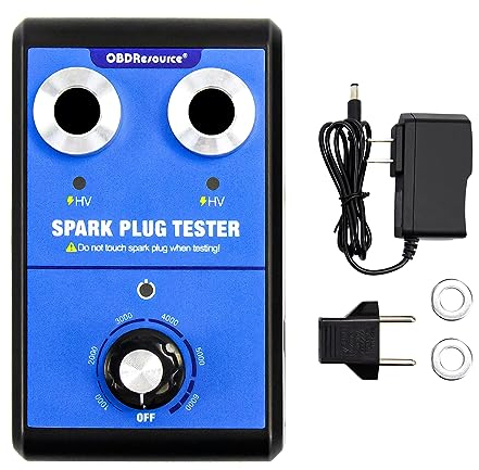 Zündkerzen Tester Auto, 110V/220V Zündkerzen Prüfgerät, Mit Doppeltes Loch Test Kfz-Zündkerzenprüfgerät, Einstellbare Drehzahl (0-6000 U/min), Inkl Adapter Für Zündkerzen Ideal Für 12V-Fahrzeuge
