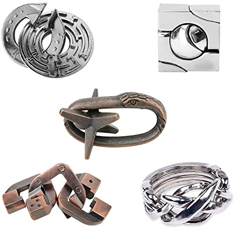 Rompecabezas Metal, Joyeee Brain Teaser Puzzle Desbloqueo Enclavamiento Desenreda Juego IQ Entrenamiento, Juguetes de Educativa Inteligencia para Adultos y Niños Challenge, Dificultad inicial - 5Pcs B