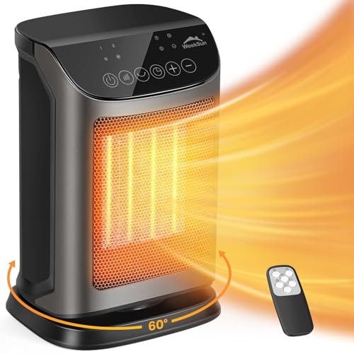 WEEKSUN Calefactor Bajo Consumo, 1800W PTC , Calentador de 4 Modos, Control Remo, Protección Múltiple, Calefactor , para Casa, Oficina, Dormitorio, Baño