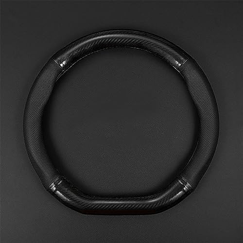 QODOLSI 1 Pack Car Breathable Steering Wheel Cover, Wear -Resistant Steering Wheel Sleeve, Carbon Fiber Non-Slip Steering Wheel Protector, Four Seasons Universal Steering Wheel Set (Black #D -Shaped)
