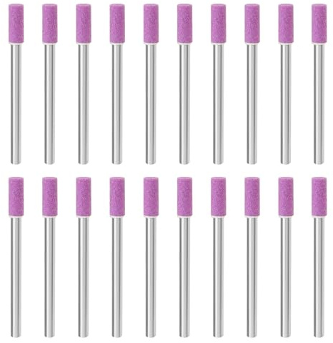 ECSiNG 20-teiliges Schleifstein-Bits, Rotierendes Schleifstein-Bohrer Set aus Korund-Schleifsteinen Zubehör-Set Schleifen von Elektrosägen, 4 Mm Steindurchmesser
