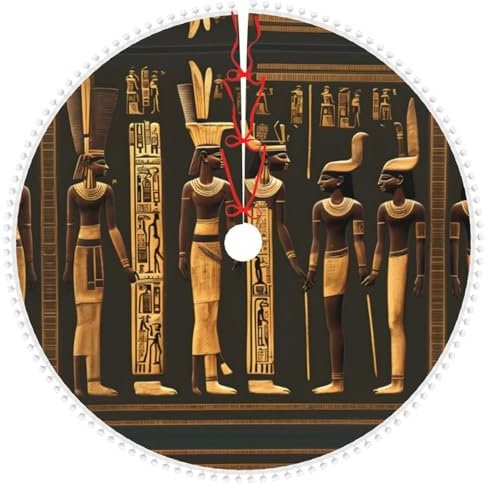 Weihnachtsbaumrock, Weihnachtsbaumrock, personalisierter Weihnachtsbaumrock, für Urlaubsparty-Dekoration, antiker ägyptischer Hieroglyphendruck