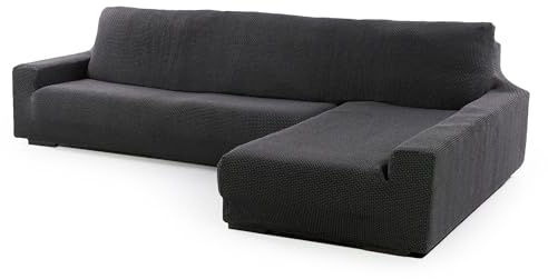 SOFASKINS® super elastischer Chaise Longue überzug, Sofabezug rechte Lange Armlehne, Sofa überzug atmungsaktiv, bequem und langlebig, Kompatible Abmessungen des Sofas (210-340 cm), Farbe dunkelgrau