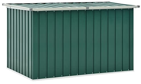 Tino Tech Boîte de rangement en acier galvanisé et plastique - 149 x 99 x 93 cm - Vert - Boîte de rangement rembourrée - Pour l'extérieur, le jardin - Coffre à jouets d'extérieur