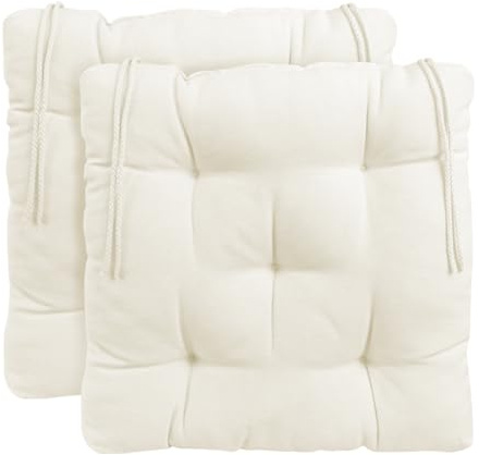 CHELY INTERMARKET Cojines Silla 50x50cm Pack 2 Unidades Relleno Mullido Blanco Hueso 5 Pespuntes Acolchado Exterior Interior Decorativos Suaves Estables Lavables Terraza Jardín