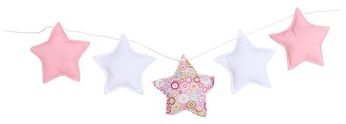 ifundom Guirnalda Estrellas Colgante para Decoración Cunas Bebés Habitación Infantil Estilo Nórdico Estrellas Rosas y Blancas