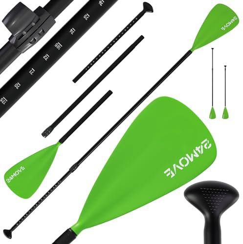 24MOVE® Paddel Einzelpaddel Teleskoppaddel Stechpaddel für SUP Stand Up Board, Paddling, Leicht aus Aluminium 210cm, verstellbar grün