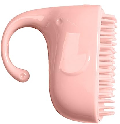 FRCOLOR 1pezzi Massaggiante Per Silicone Strumento Per Shampoo Con Rimozione Dandruff e Stimolazione Del Capelluto Colore Rosa e Portatile