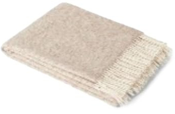 Stackelbergs Plaid-Mohair-Decke Mohair-Wolle Taupe-Weiß L 140 cm B 180 cm