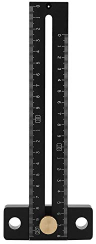 180-mm-T-Anreißlineal mit metrischer Skala, schwarze Aluminiumlegierung, Holzbearbeitungsmarkierungswerkzeug mit präziser Messung für Handwerker und Heimwerker, inklusive Doppel