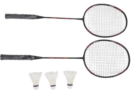 Badmintonschläger, Standard-Leichter Doppel-Badmintonschläger, Hochelastisch für das Training (Schwarz Rot)