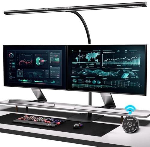 EYOCEAN Lampe de bureau LED avec commande gestuelle et télécommande, lampe de surveillance à intensité variable 24 W 80 cm, lampe de bureau lumière du jour pour la maison et le bureau