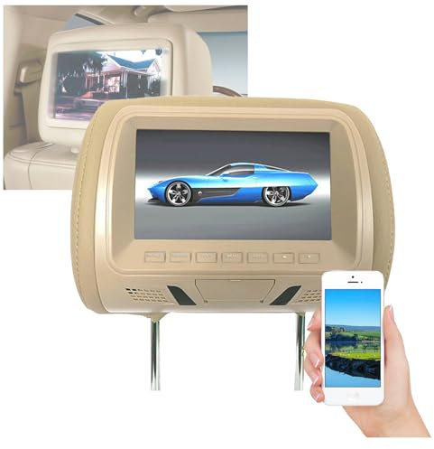 Navigatore universale per auto, lettore DVD, schermo da 7 pollici, monitor poggiatesta con telefono + connessione Bluetooth, display HD, schermo ribaltabile, distanza regolabile.