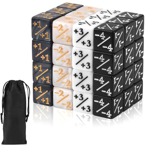 48 Pezzi Dadi Magic The Gathering, 4 Colori Contatori Di Dadi con Segno Più O Meno, Set Dadi con Sacchetti Di Stoccaggio, Dadi Da Gioco per Giochi Da Tavolo
