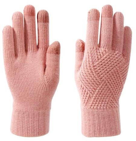 Cadimus Damen Thermo Handschuhe Winter, Touchscreen, Strickhandschuhe, Rosa, Einheitsgröße
