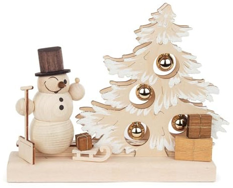 Rudolphs Schatzkiste Tischschmuck Kleiner Tannenbaum mit Schneemann und LED-Beleuchtung BxHxT 23x19,5x6cm NEU Weihnachtsbaum Christbaum Weihnachtssockel Kerze Teelicht Weihnachten Kerzenschmuck