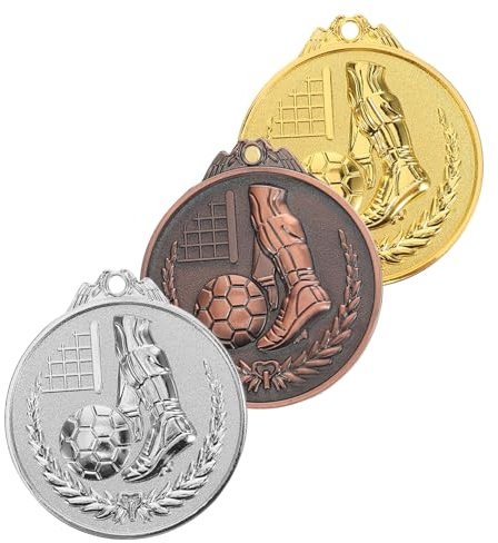 TOGEVAL Medaillen für Jungen und Mädchen 3 Stück Fußballtrophäe in Gold Silber und Bronze Sportpreis für Schulwettbewerbe
