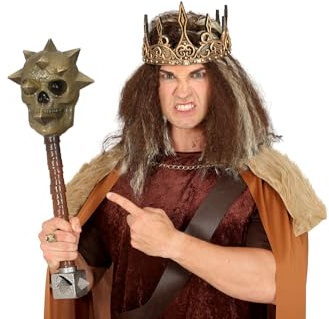 FIESTAS GUIRCA | Maza Calavera con Pinchos Medieval (60 cm) - Accesorio para Disfraz de Guerrero Vikingo Vikinga Guerrero Fantasía - Carnaval Halloween Fiestas Temáticas - Adulto Infantil - Marron